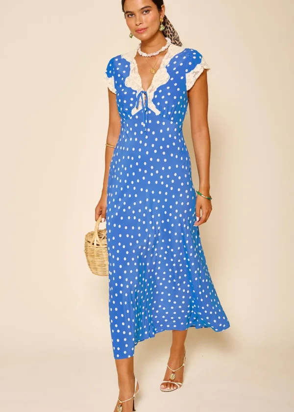 Rixo Amari Dress - Bohemia Spot Blue | Dresses