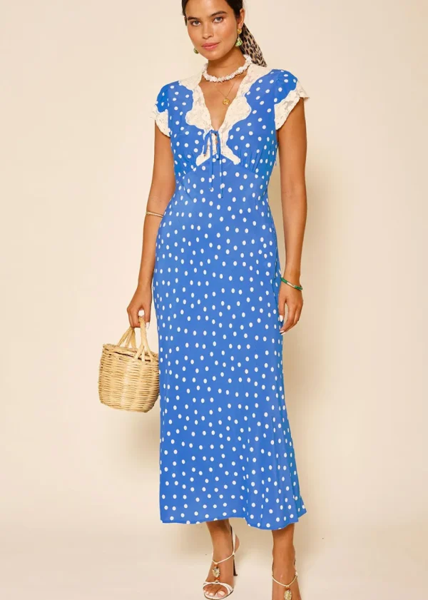 Rixo Amari Dress - Bohemia Spot Blue | Dresses