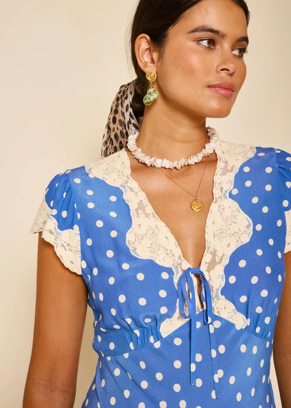Rixo Amari Dress - Bohemia Spot Blue | Dresses