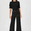 Paige Anessa Wide Leg Jeans - Black Luxe Coating | Jeans