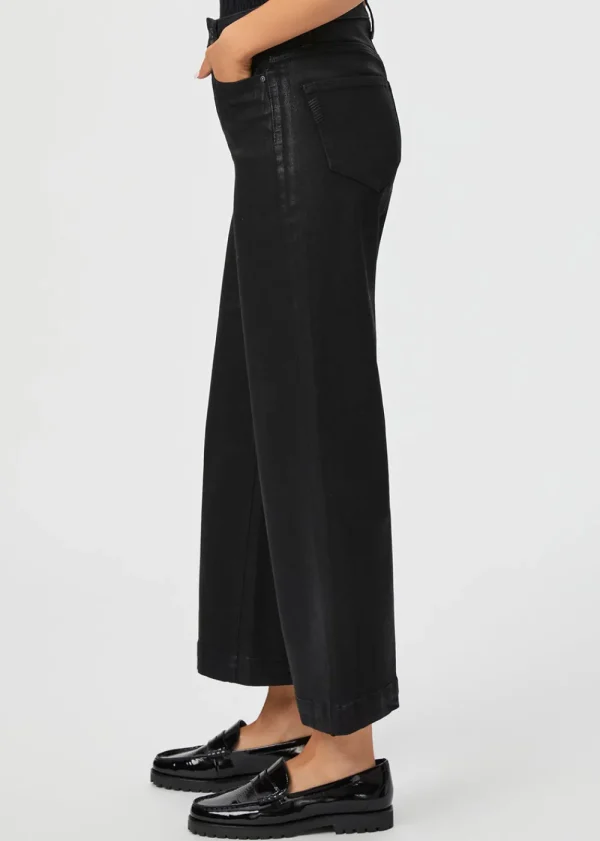 Paige Anessa Wide Leg Jeans - Black Luxe Coating | Jeans