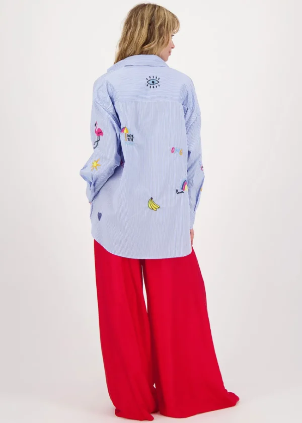 Me369 Annie Wide Leg Pants - Red | Trousers