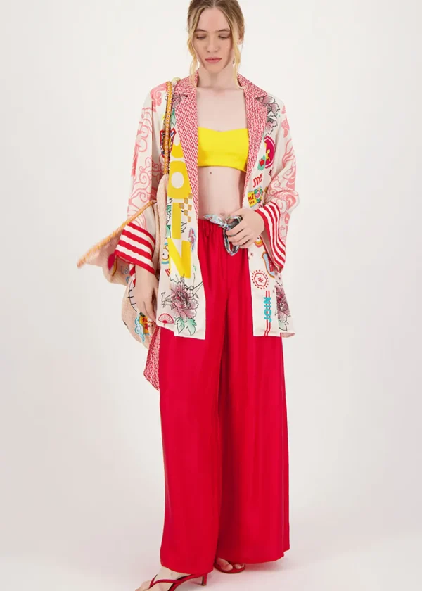 Me369 Annie Wide Leg Pants - Red | Trousers