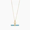 Tilly Sveaas Aquamarine Enamelled Small Gold T-bar on Trace Chain | Necklaces
