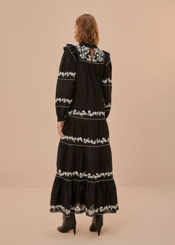 Farm Rio Black & White Embroidered Maxi Dress | Dresses