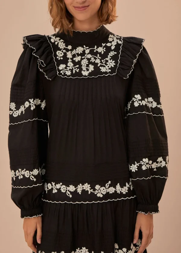 Farm Rio Black & White Embroidered Maxi Dress | Dresses