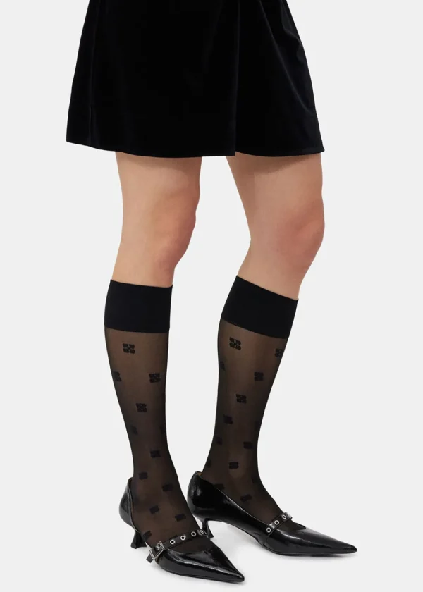 GANNI Black Butterfly Lace Socks | Socks