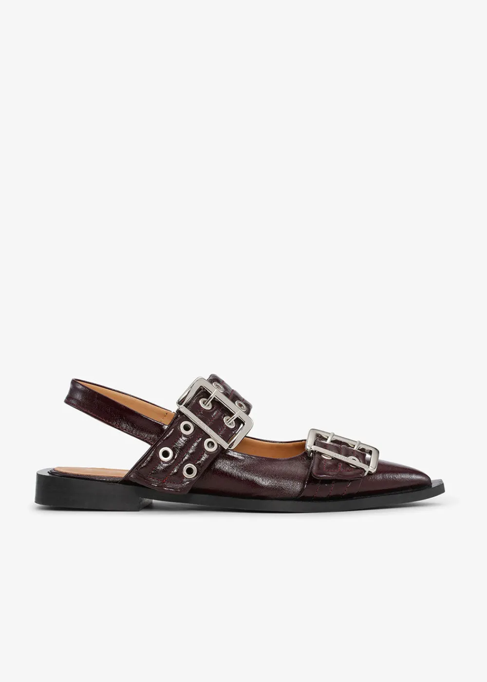 buckle_ballerina_slingbac_0.webp GANNI Buckle Ballerina Slingback - Burgundy | Shoes