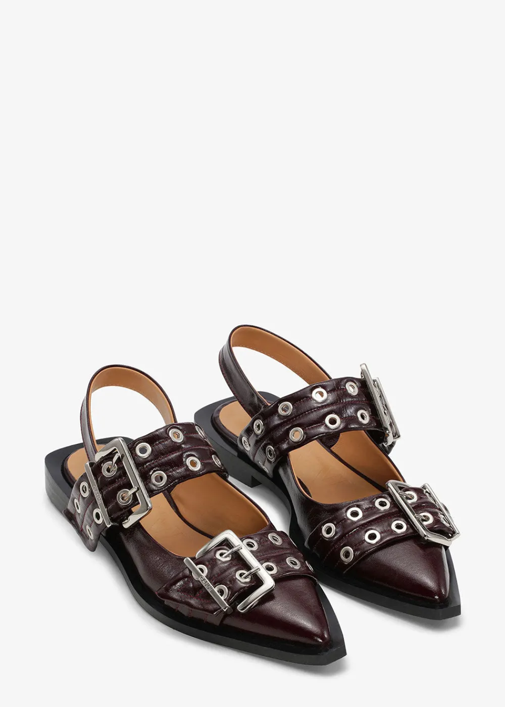 buckle_ballerina_slingbac_1.webp GANNI Buckle Ballerina Slingback - Burgundy | Shoes