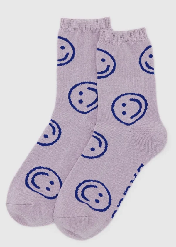 BAGGU Crew Sock - Dusty Pink Happy | Socks