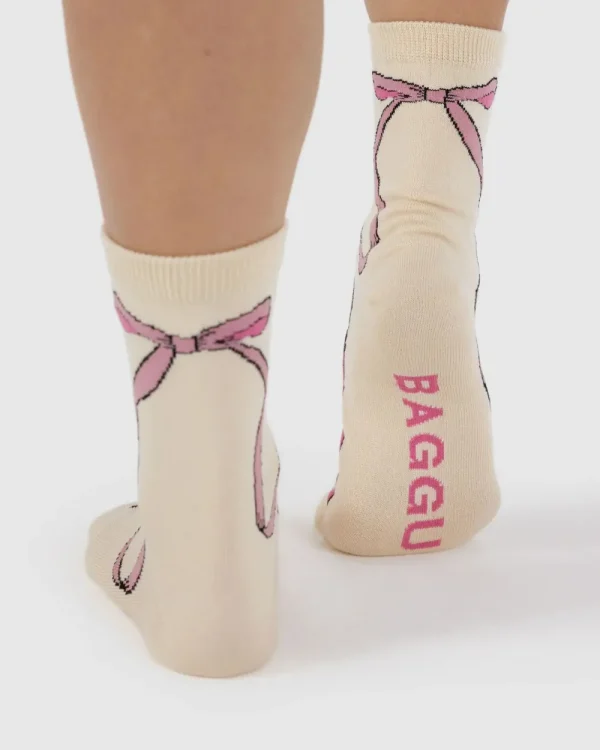 BAGGU Crew Sock - Pink Bow | Socks