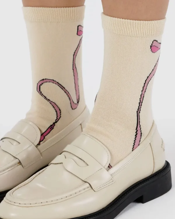 BAGGU Crew Sock - Pink Bow | Socks