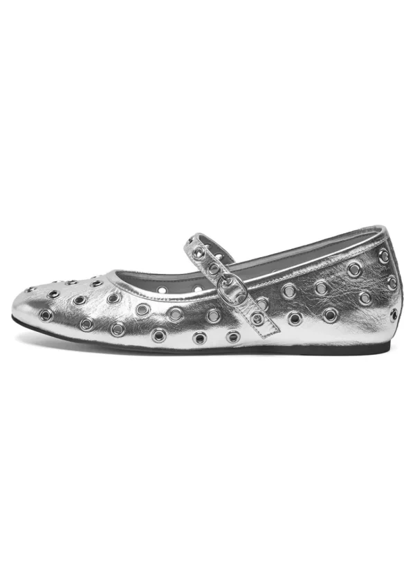 Woden Cristal Metallic Ballerina - Silver | Shoes
