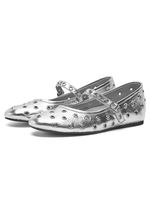 Woden Cristal Metallic Ballerina - Silver | Shoes