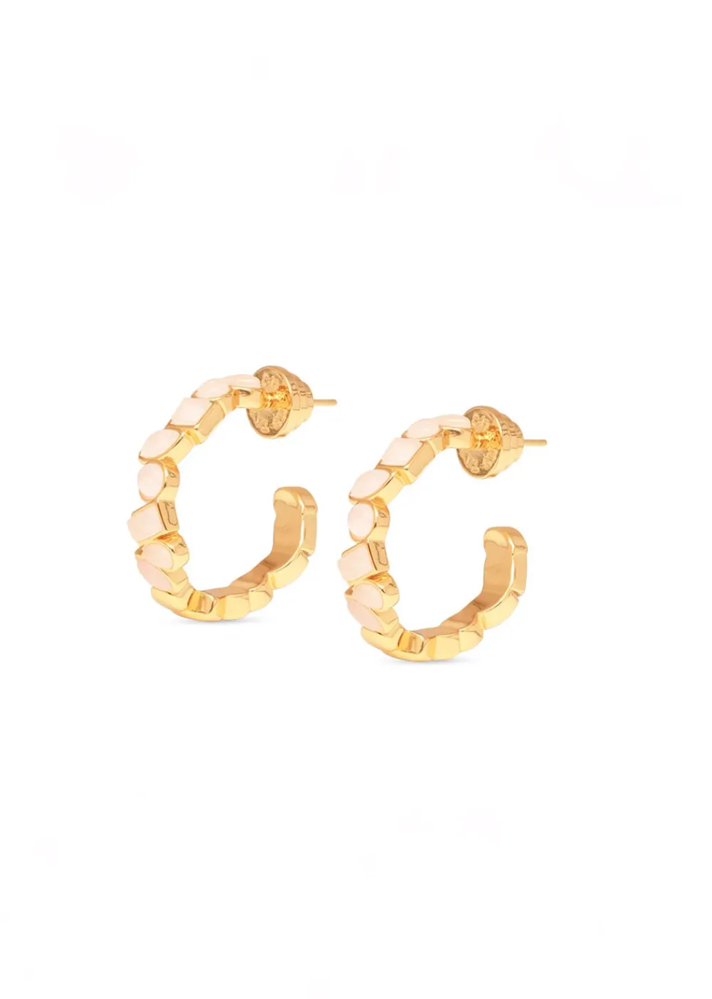 deconstructed_hoops__rose_0.webp Talis Chains Deconstructed Hoops - Rose Quartz | Earrings