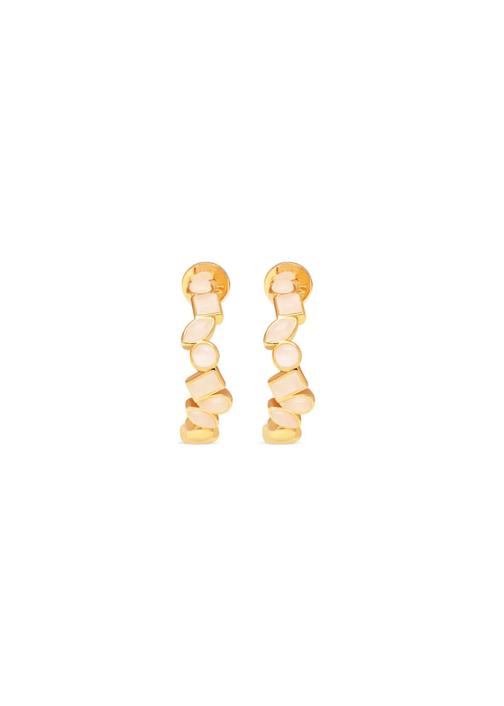 deconstructed_hoops__rose_1.webp Talis Chains Deconstructed Hoops - Rose Quartz | Earrings
