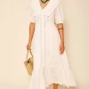 Rixo Edina Dress - Pansy Embroidery White | Dresses