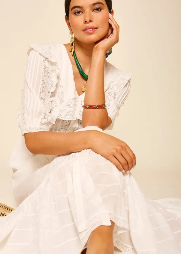 Rixo Edina Dress - Pansy Embroidery White | Dresses