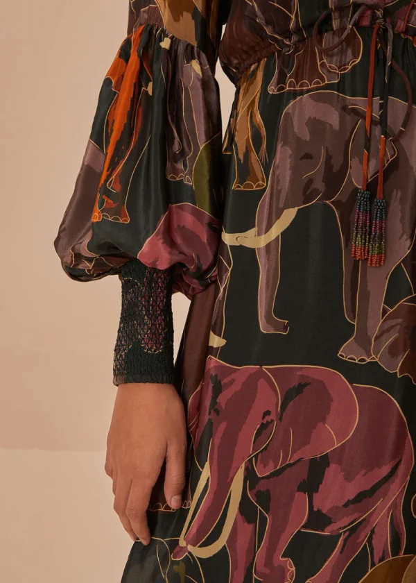Farm Rio Elephants Green Maxi Dress | Dresses