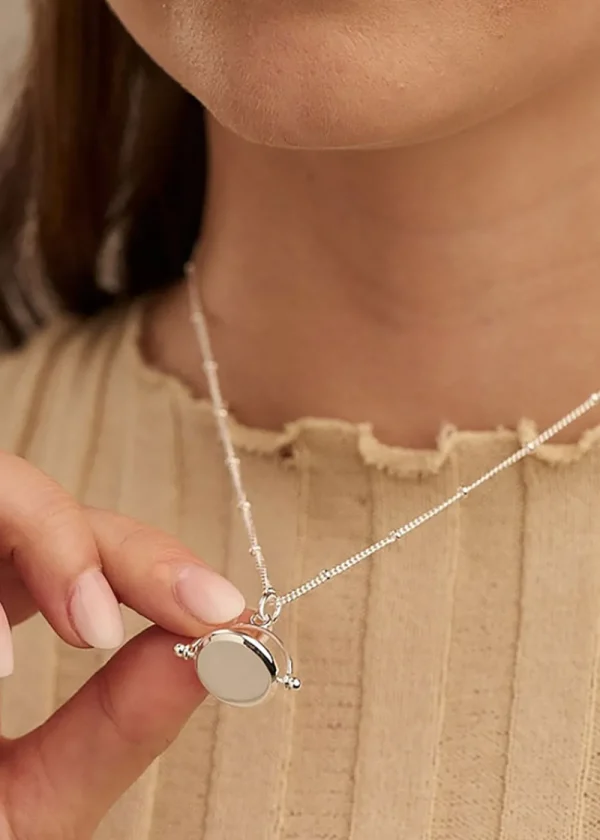 Orelia Faceted Disc Spinner Necklace - Silver | Necklaces