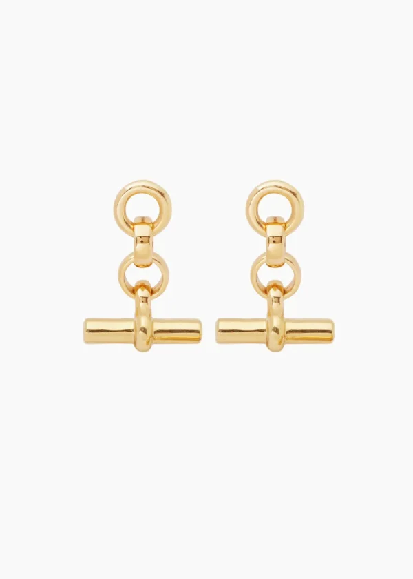 Tilly Sveaas Gold T-Bar Drop Earrings | Earrings