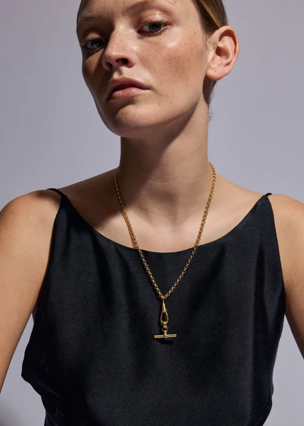 Tilly Sveaas Gold T-bar on Chunky Belcher Clipt Necklace | Necklaces