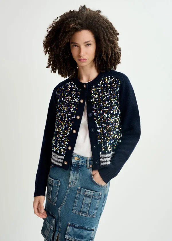 Essentiel Antwerp Halter Sequin Cardigan | Knitwear