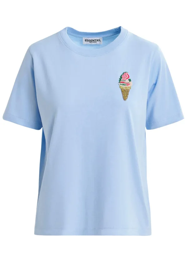 Essentiel Antwerp Hicecream Aqua T-Shirt | Tops