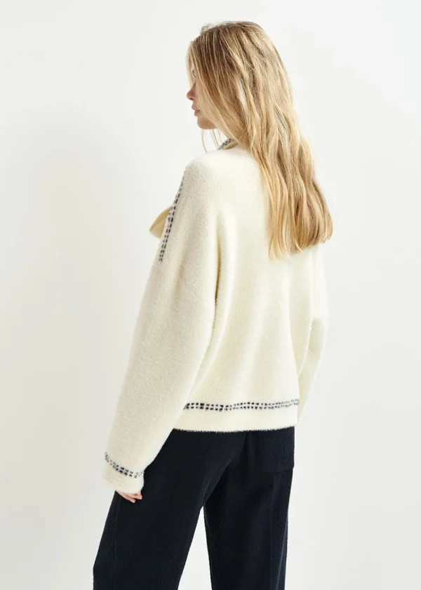 Essentiel Antwerp Hoops Stitch Knit - White | Knitwear