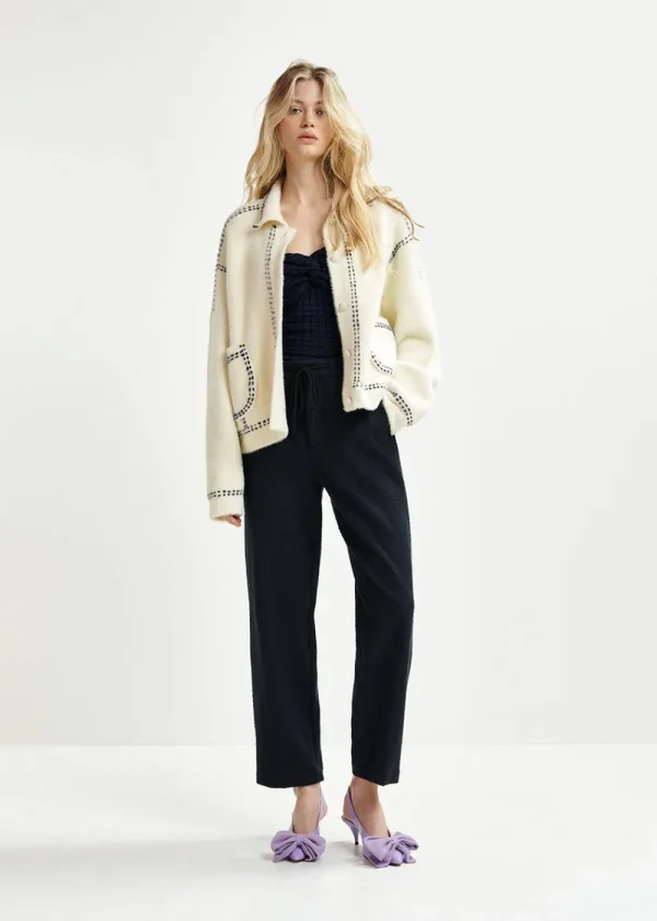 Essentiel Antwerp Hoops Stitch Knit - White | Knitwear