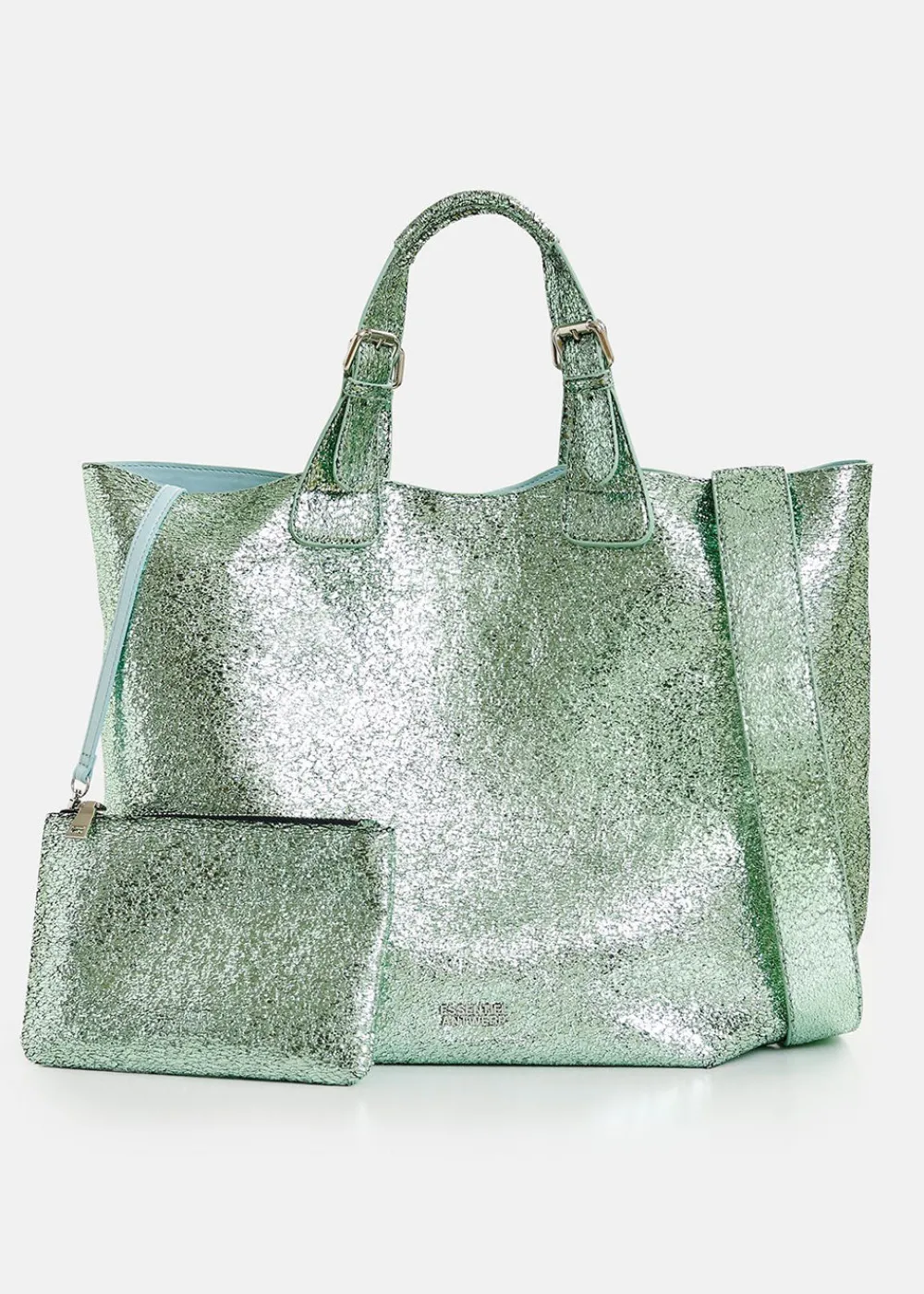 hurry_metallic_shopper_ba_0.webp Essentiel Antwerp Hurry Metallic Shopper Bag - Green | Bags