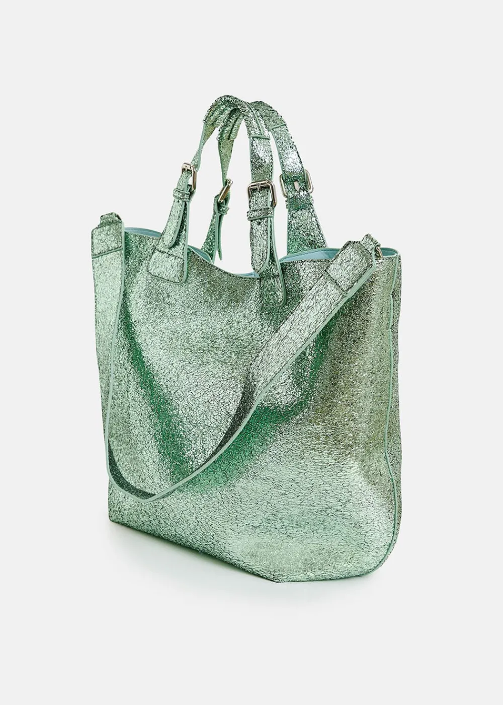 hurry_metallic_shopper_ba_4.webp Essentiel Antwerp Hurry Metallic Shopper Bag - Green | Bags