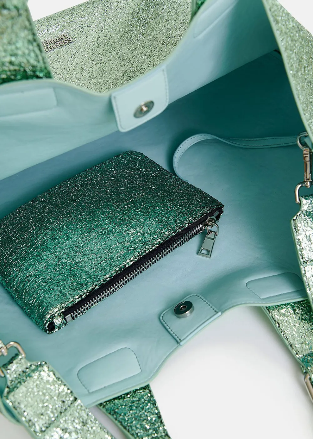 hurry_metallic_shopper_ba_5.webp Essentiel Antwerp Hurry Metallic Shopper Bag - Green | Bags