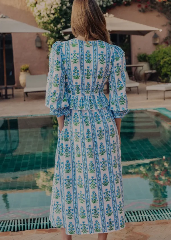 Pink City Prints Indigo Border Melanie Dress | Dresses