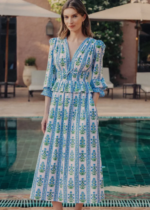 Pink City Prints Indigo Border Melanie Dress | Dresses