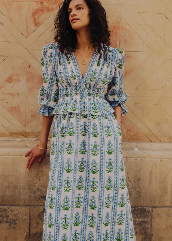 Pink City Prints Indigo Border Melanie Dress | Dresses