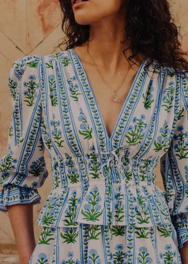 Pink City Prints Indigo Border Melanie Dress | Dresses