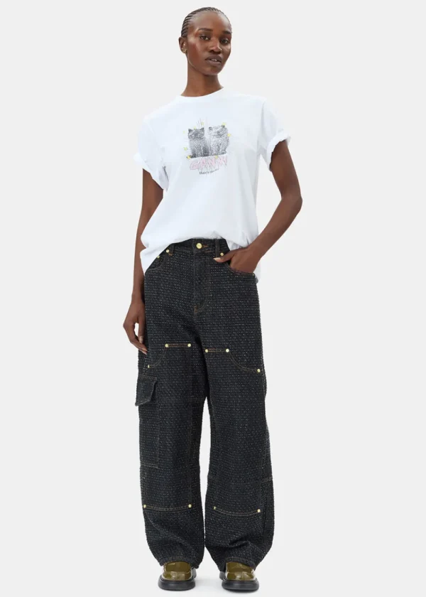 GANNI Jersey Kittens Relaxed T-shirt | Tops