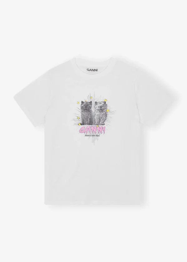 GANNI Jersey Kittens Relaxed T-shirt | Tops
