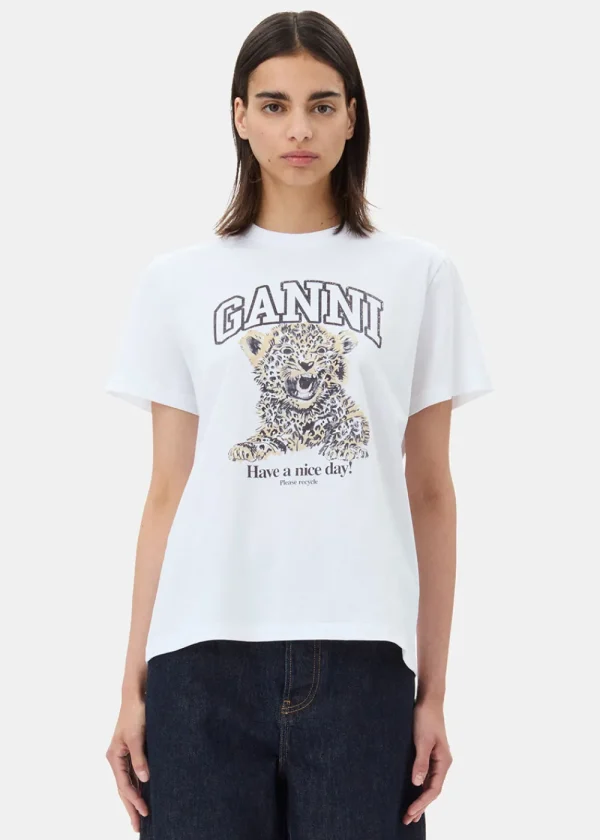 GANNI Jersey Leopard Relaxed T-shirt | Tops