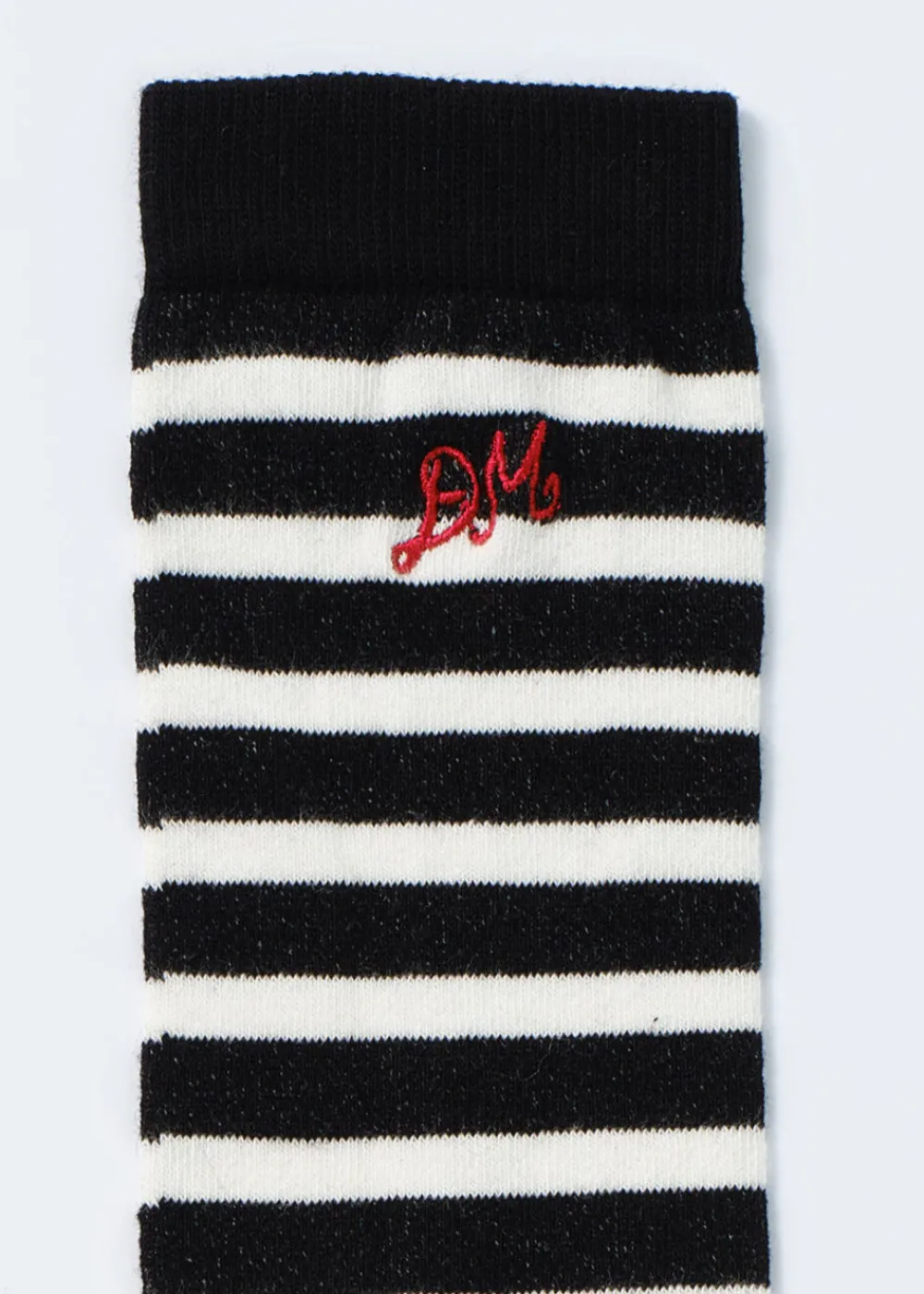 knee_length_socks__black__2.webp Damson Madder Knee Length Socks - Black & White Stripe | Socks