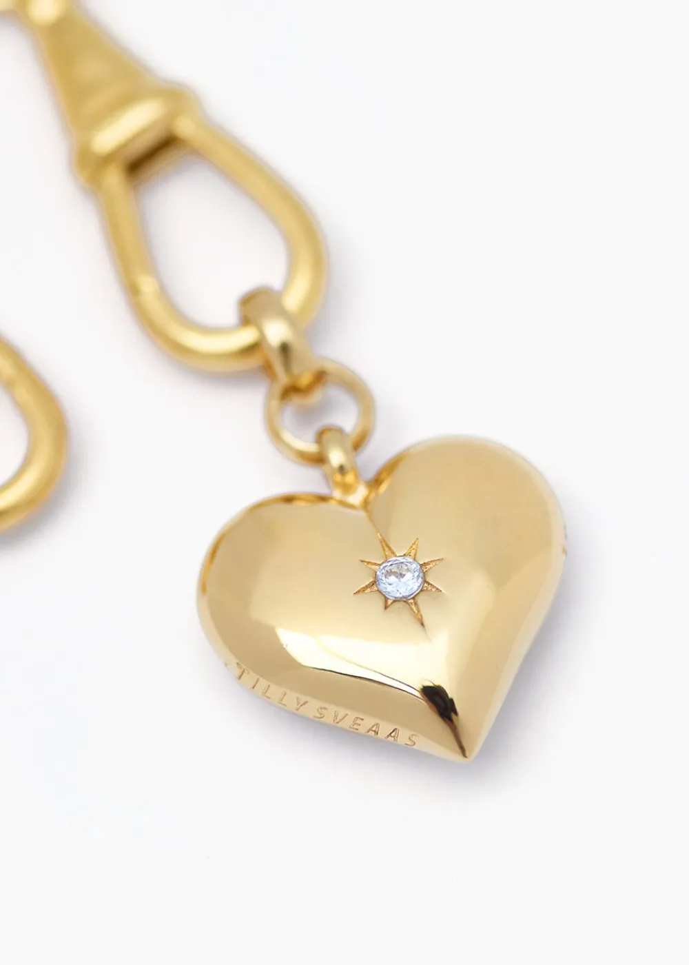 large_gold_heart_on_large_2.webp Tilly Sveaas Large Gold Heart on Large Gold Curb Clip Necklace | Necklaces