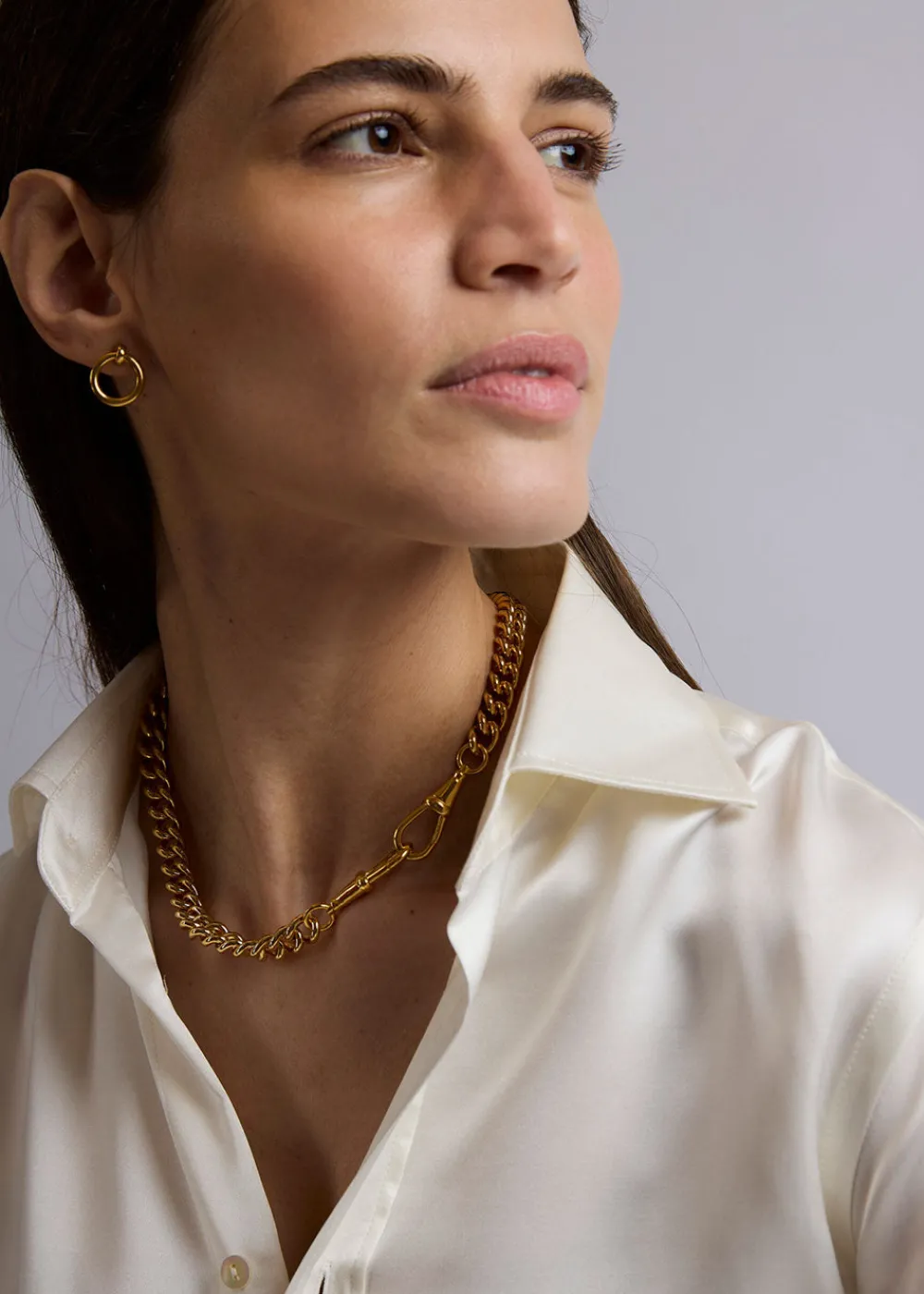 large_gold_heart_on_large_3.webp Tilly Sveaas Large Gold Heart on Large Gold Curb Clip Necklace | Necklaces