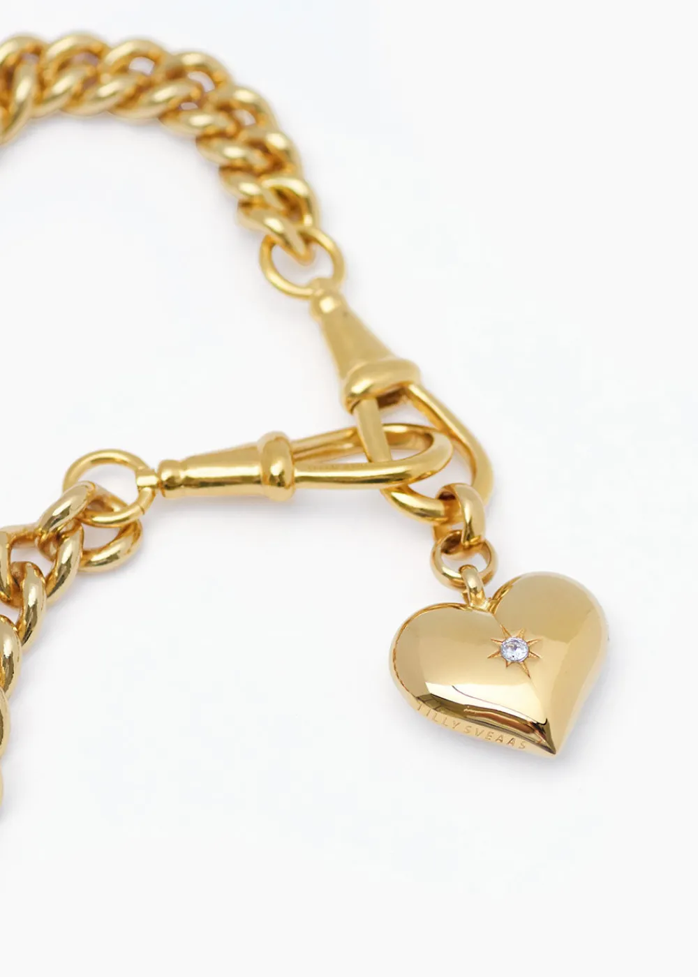 large_gold_heart_on_large_7.webp Tilly Sveaas Large Gold Heart on Large Gold Curb Clip Necklace | Necklaces