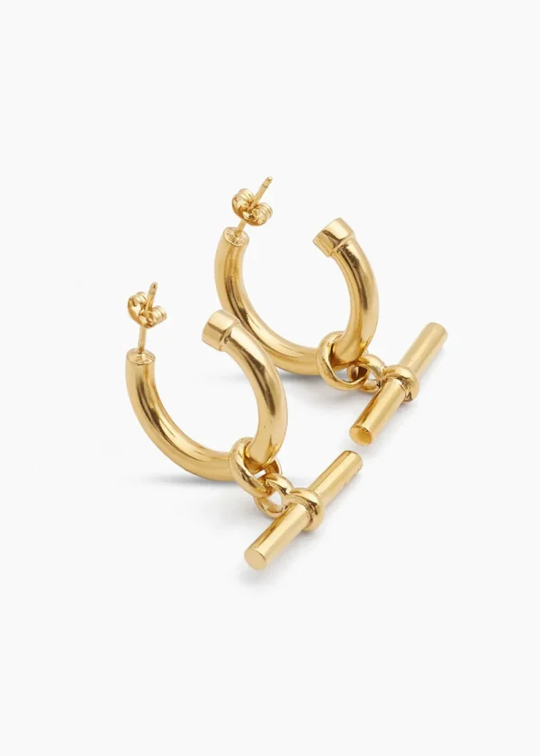 Tilly Sveaas Large Gold T-Bar Earrings | Earrings