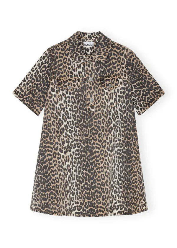 GANNI Leopard Print Denim Mini Dress | Dresses