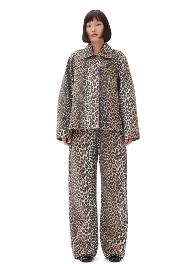 GANNI Leopard Printed Denim Jacket | Coats & Jackets