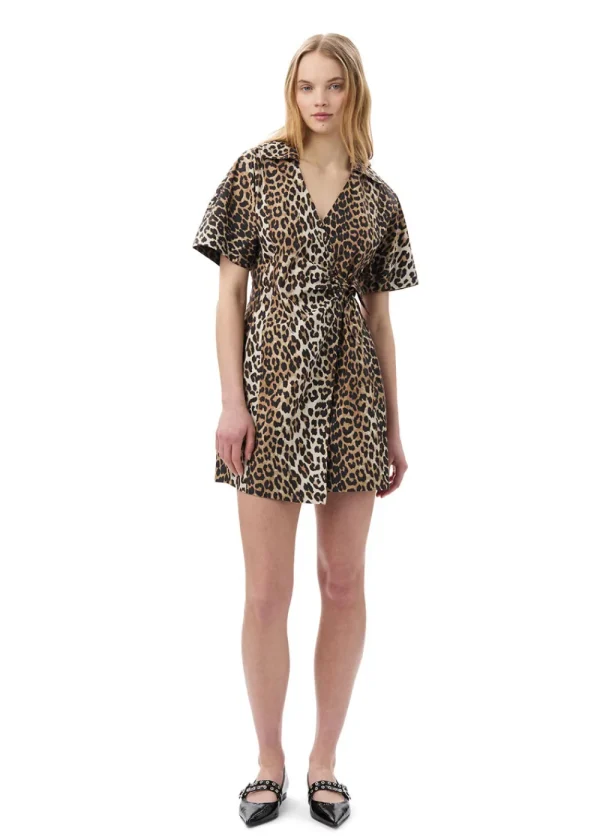 GANNI Leopard Printed Wrap Mini Dress | Dresses