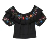 Rixo Lisette Top - Embroidery Black | Tops