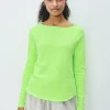 American Vintage Long-Sleeve Sonoma Boat Neck T-Shirt - Fluo Apple | Tops